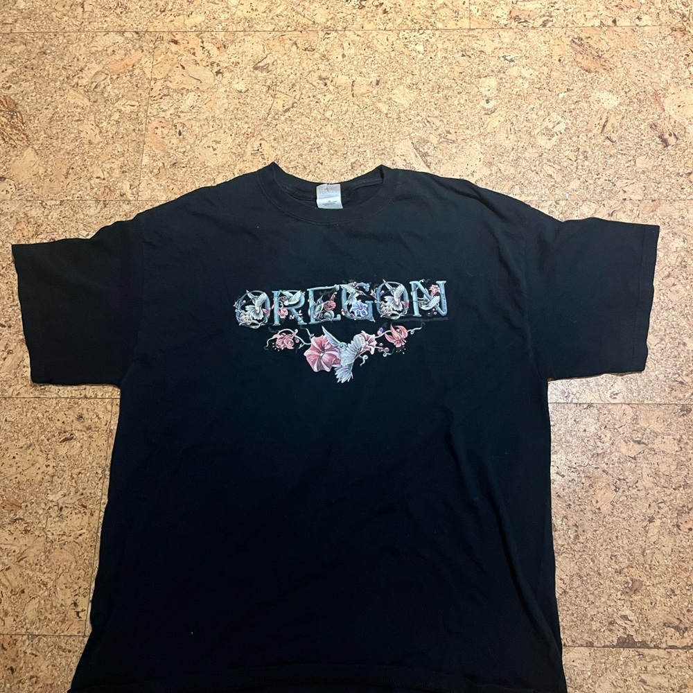📌 Vintage Oregon Floral Hummingbird Heavy Cotton Shirt